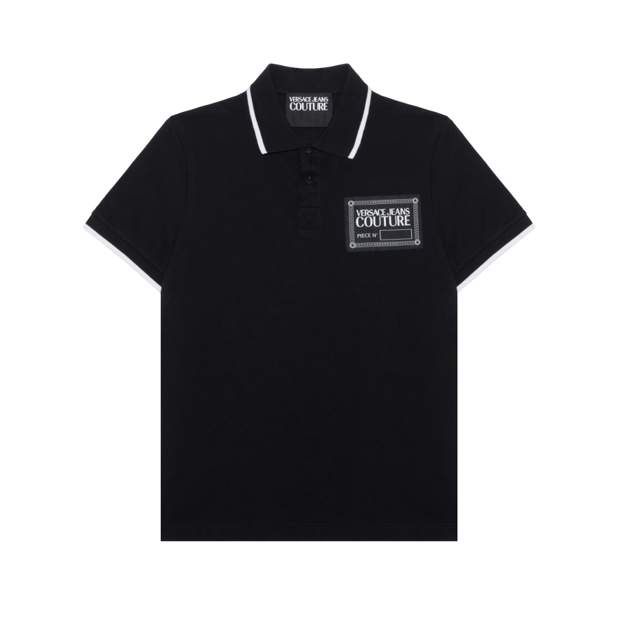 VERSACE JEANS COUTURE Polo Shirts Men's Black Polo Collar Moderate Straight Fit