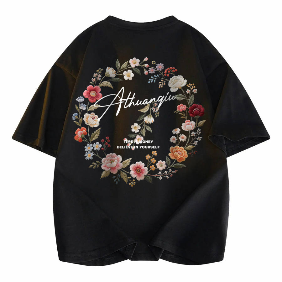 HUANQIU T Shirts Unisex Crew Neck Moderate Heavyweight