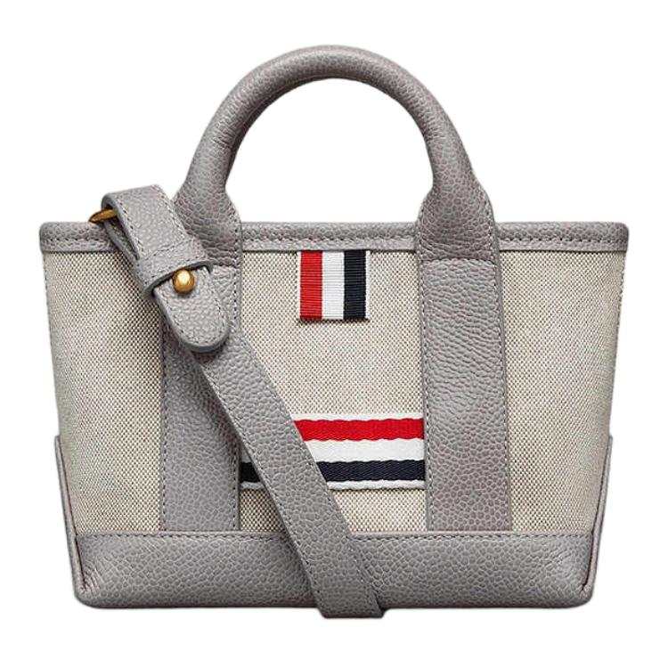 THOM BROWNE THOM BROWNE· Cow Leather Tote Bag, Shopping Bag, Shoulder Bag, Handbag Regular Unisex Light Gray