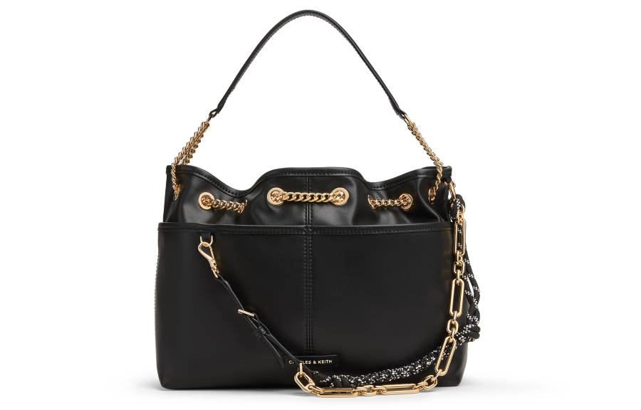 CHARLES&KEITH Pu Crossbody Bags Medium Women's Cream Milk White/Black