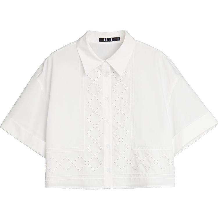 ELLE Shirts Women's White Lapel Thin Shirt