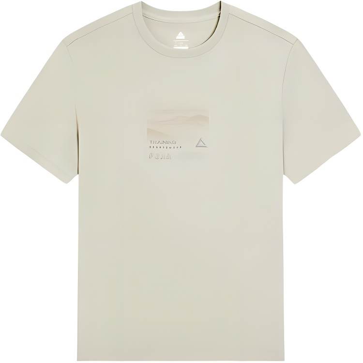 PEAK T Shirts Men's Gray Olive Crew Neck Moderate Straight Fit