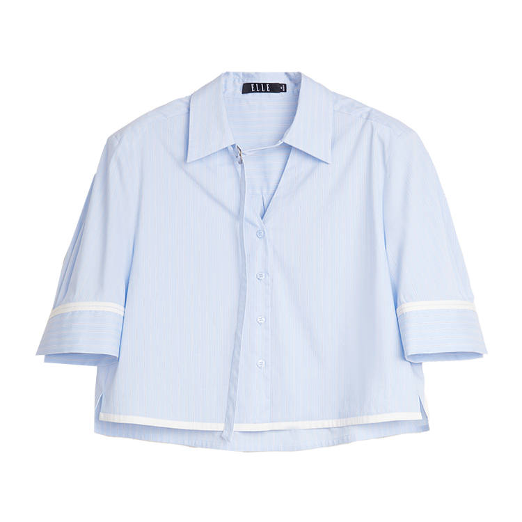 ELLE Shirts Women's Stripes V Neck Thin Shirt
