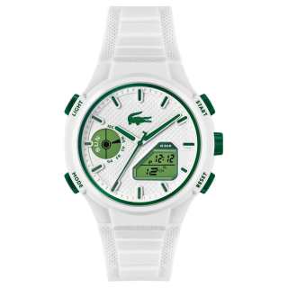 LACOSTE Wrist Watches Quartz Movement Silicone Strap 45mm White Dial Men's Watches ['100', 301050]m Waterproof