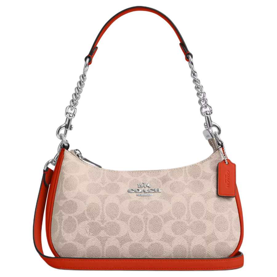 COACH Teri Coated Canvas Crossbody Bag, Shoulder Bag Medium Women's Sand & Dark Orange