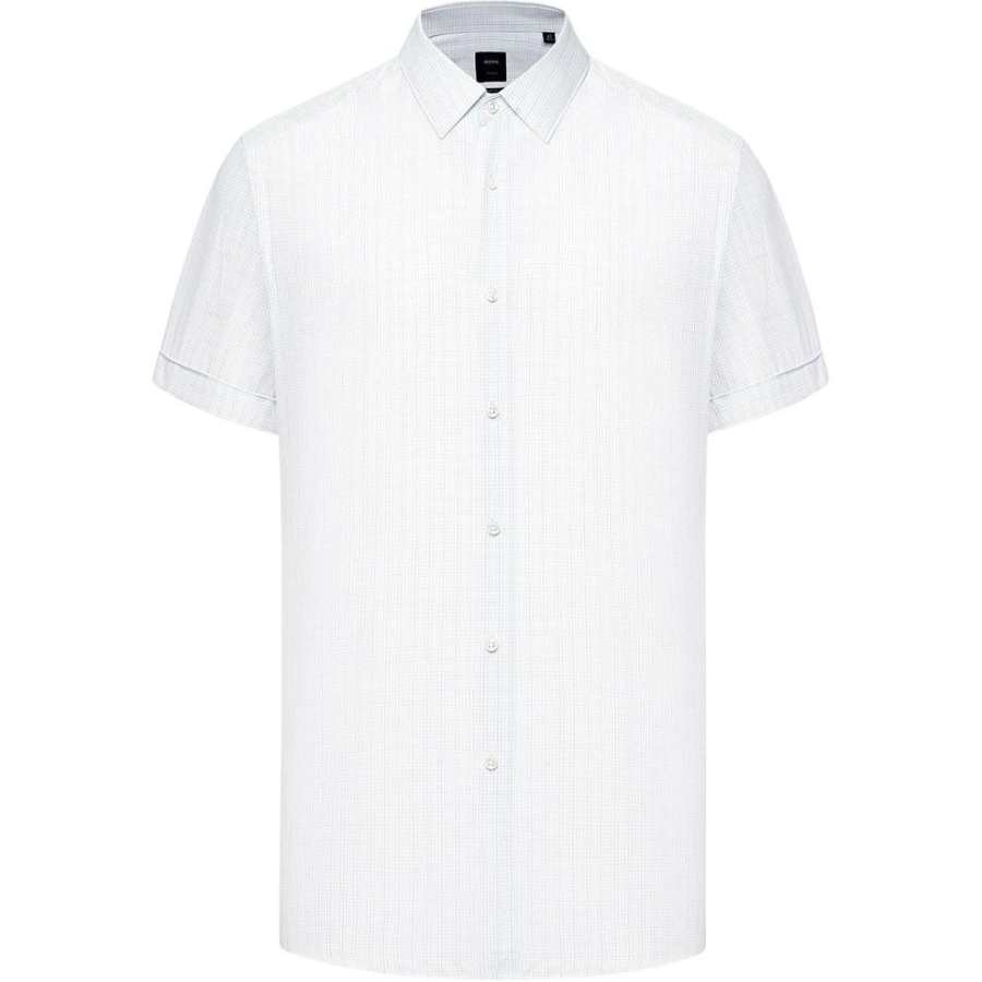 HUGO BOSS Shirts Men's White Lapel Moderate