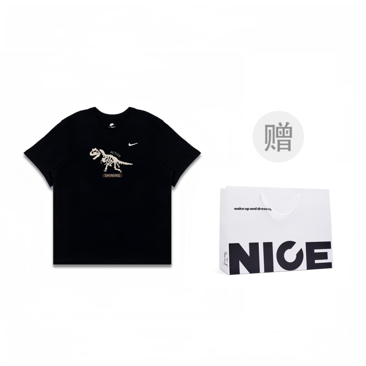 Nike Nike T Shirts Men's Black Crew Neck Moderate Straight Fit