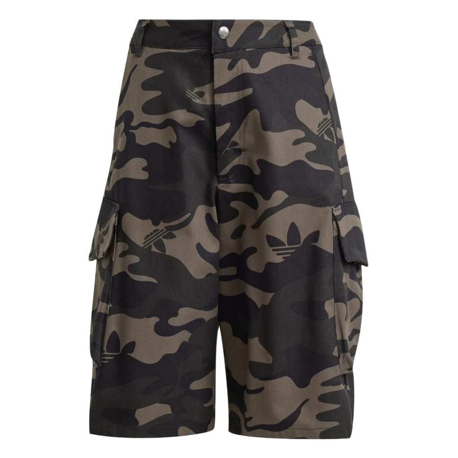 Adidas Originals CAMO ALLOVER PRINT TWILL JORTS Cargo Shorts Women's Dark Olive Green/Black/Carbon Black
