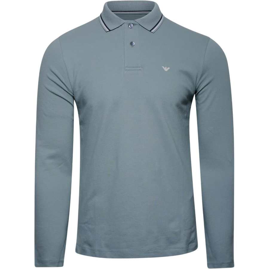 EMPORIO ARMANI Polo Shirt Men's Silver Blue