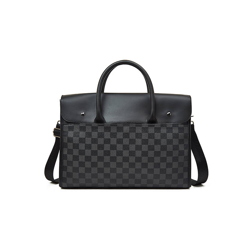 LAORENTOU Synthetic Leather One Shoulder Crossbody Briefcase Men's Black/Gray
