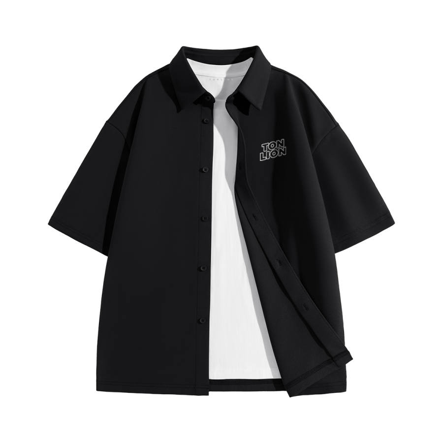 Tonlion Shirts Unisex Lapel Thin Shirt