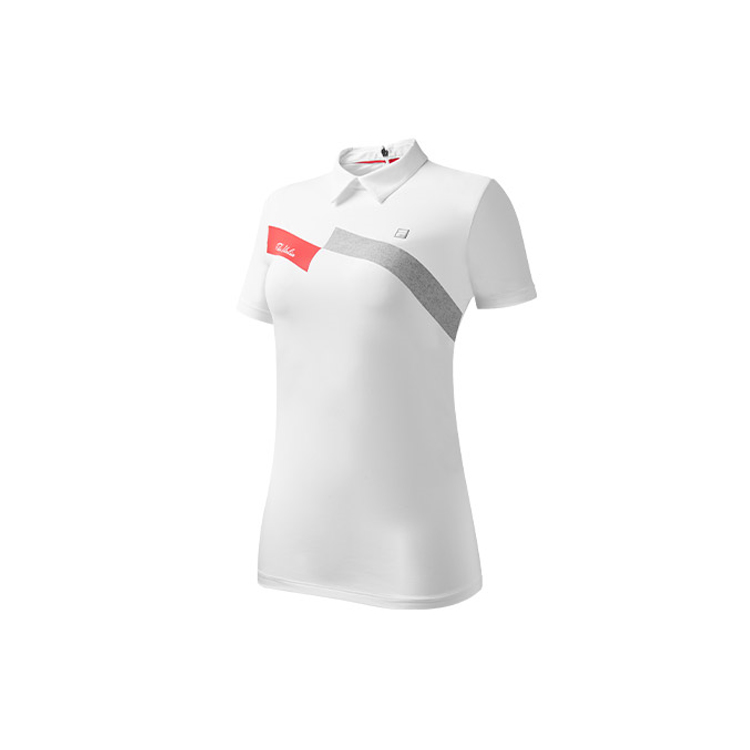 FILA Polo Shirts Women's White Polo Collar Moderate Straight Fit