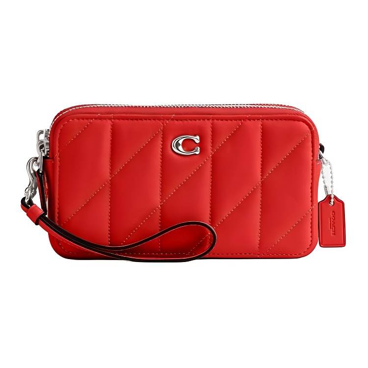 COACH Kira Leather Wrist Bag Clutch Women's Red