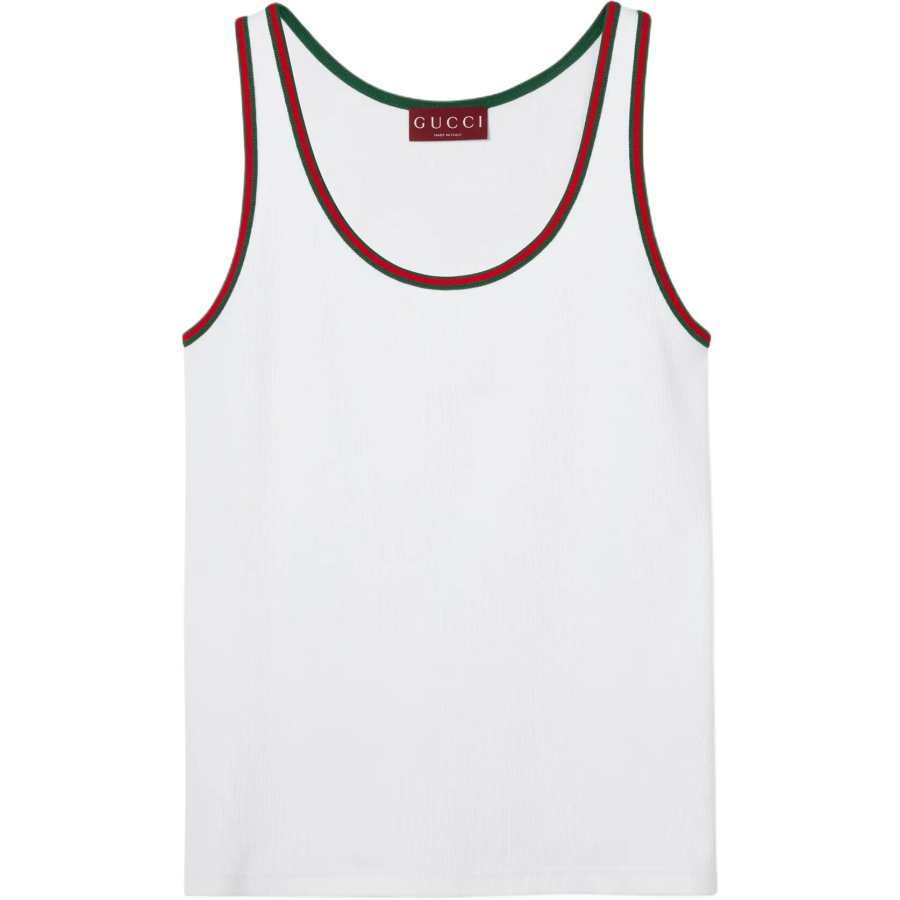 GUCCI Rib Cotton Tank Top With Web