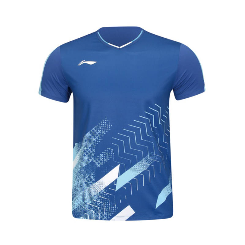 Li-Ning Li Ning Game Day Summer Badminton Jersey Moisture Wicking Training Suit Men's French Porcelain Blue