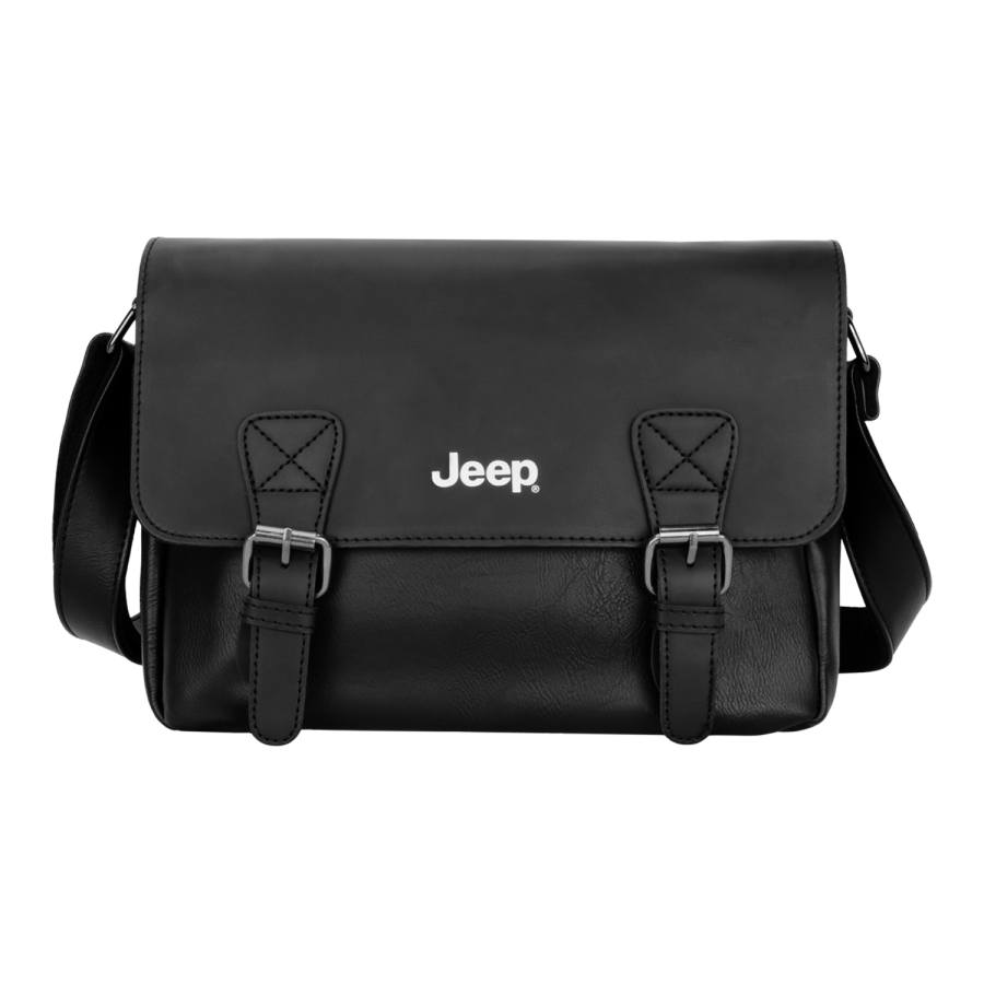 Jeep Pu Messenger Bag, Shoulder Bag, Crossbody Bag Unisex Black/Coffee/Earth Yellow