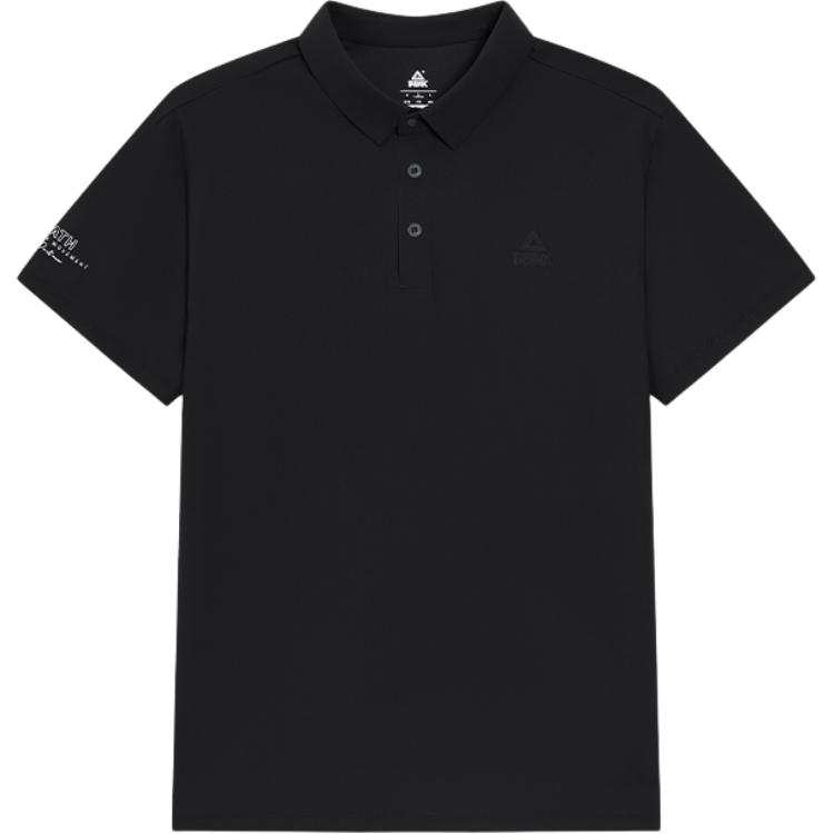 PEAK Polo Shirts Women's Black Polo Collar Moderate Straight Fit