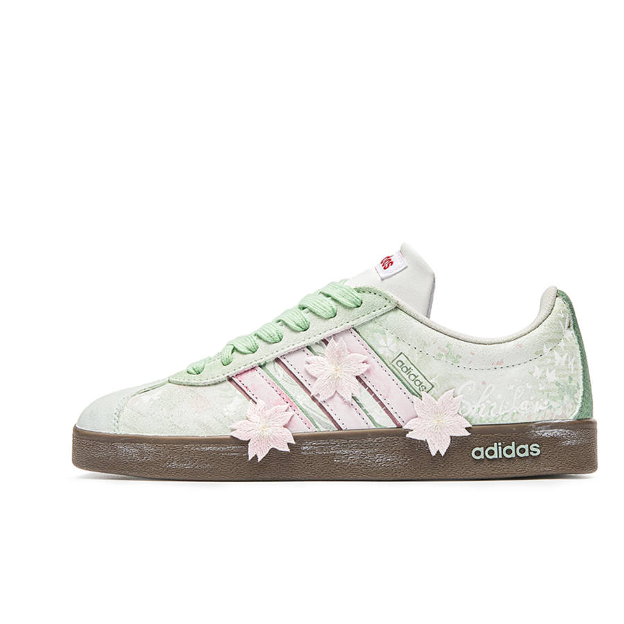Adidas Neo VL Court Lifestyle Goku World, Pine Flower Cushioning Low top Skateboard Shoes Unisex Green Brown
