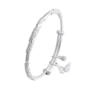 SINO GEM 999 Fine Silver Material Silver Bangle Women's
