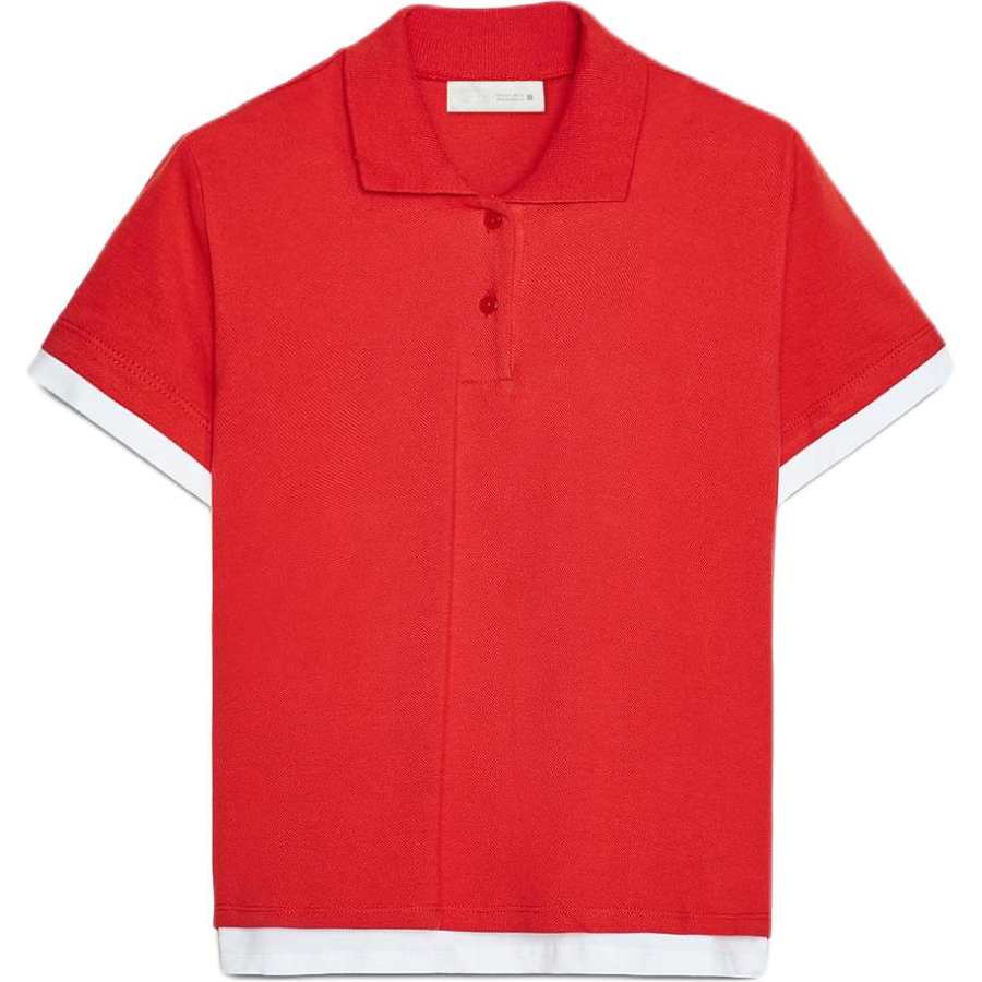 ZARA Polo Shirts Women's Red Polo Collar Moderate