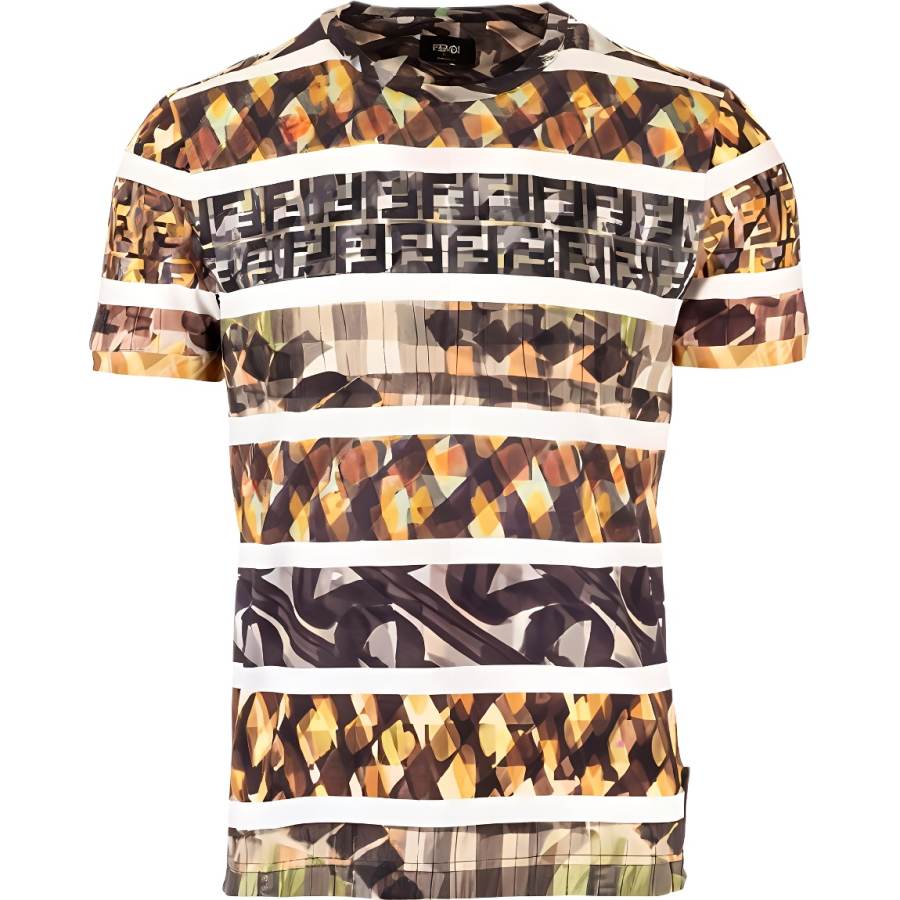 FENDI T Shirts Men's Multicolor Crew Neck Moderate Straight Fit