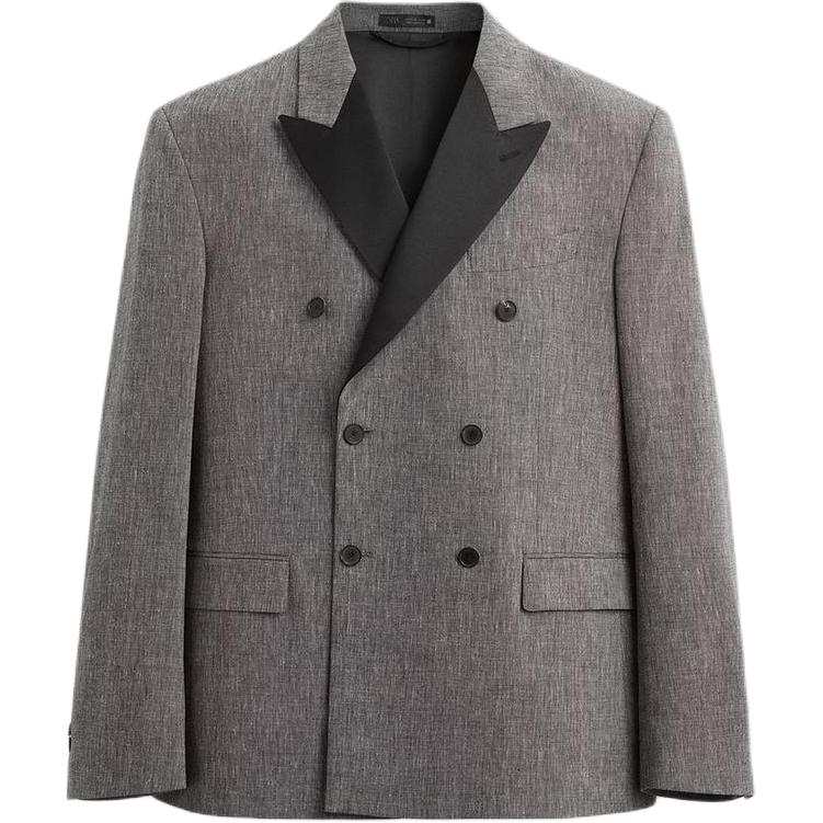ZARA Business Suits Men's Gray Suit Collar Moderate Business Suit