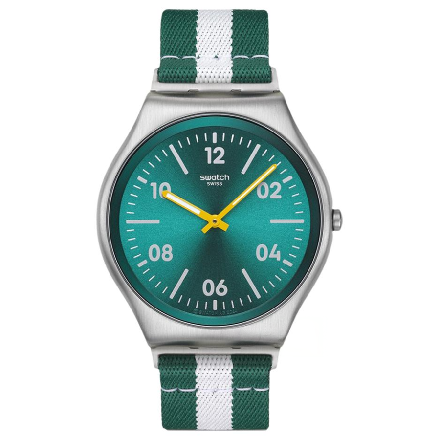 SWATCH ESSENTIALS Quartz Movement 30m Waterproof Unisex Watch 42*45.6mm Green Dial Stainless Steel Case