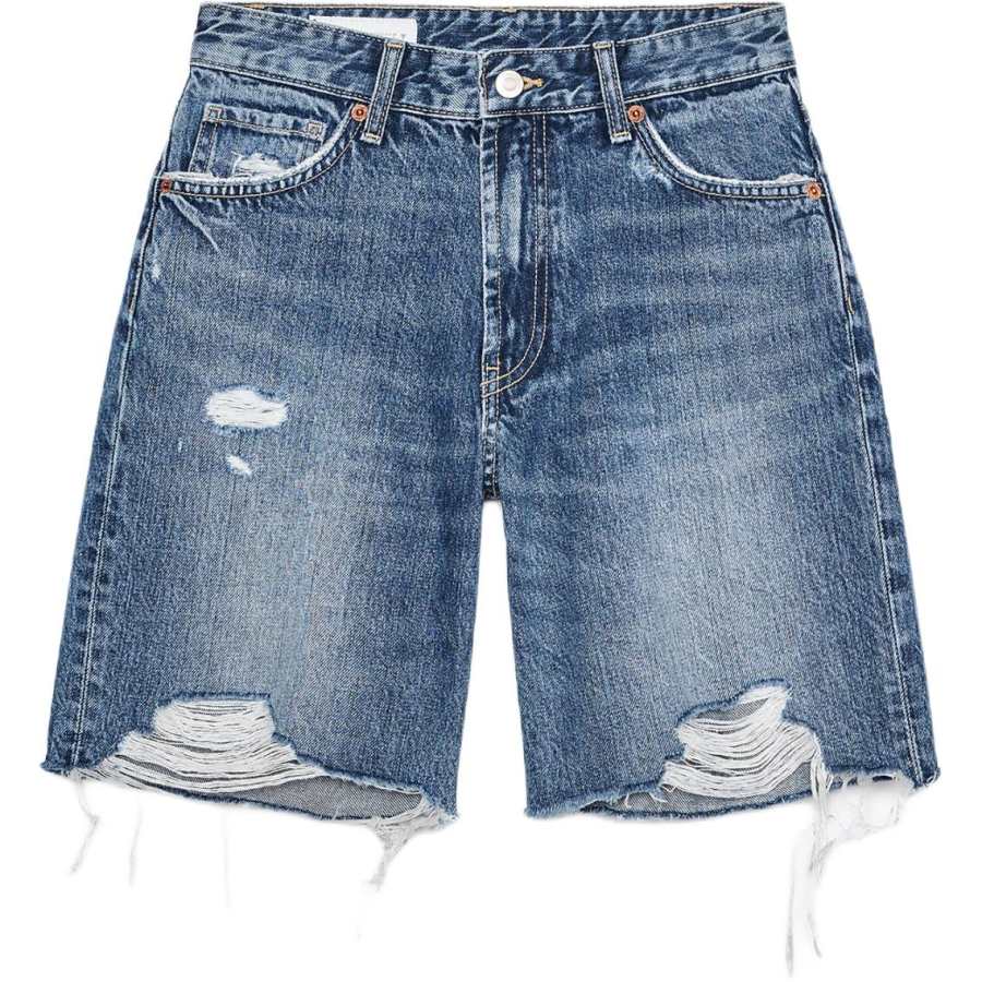 ZARA Trf Denim Shorts Women's Sea Blue Moderate Straight Fit Pants