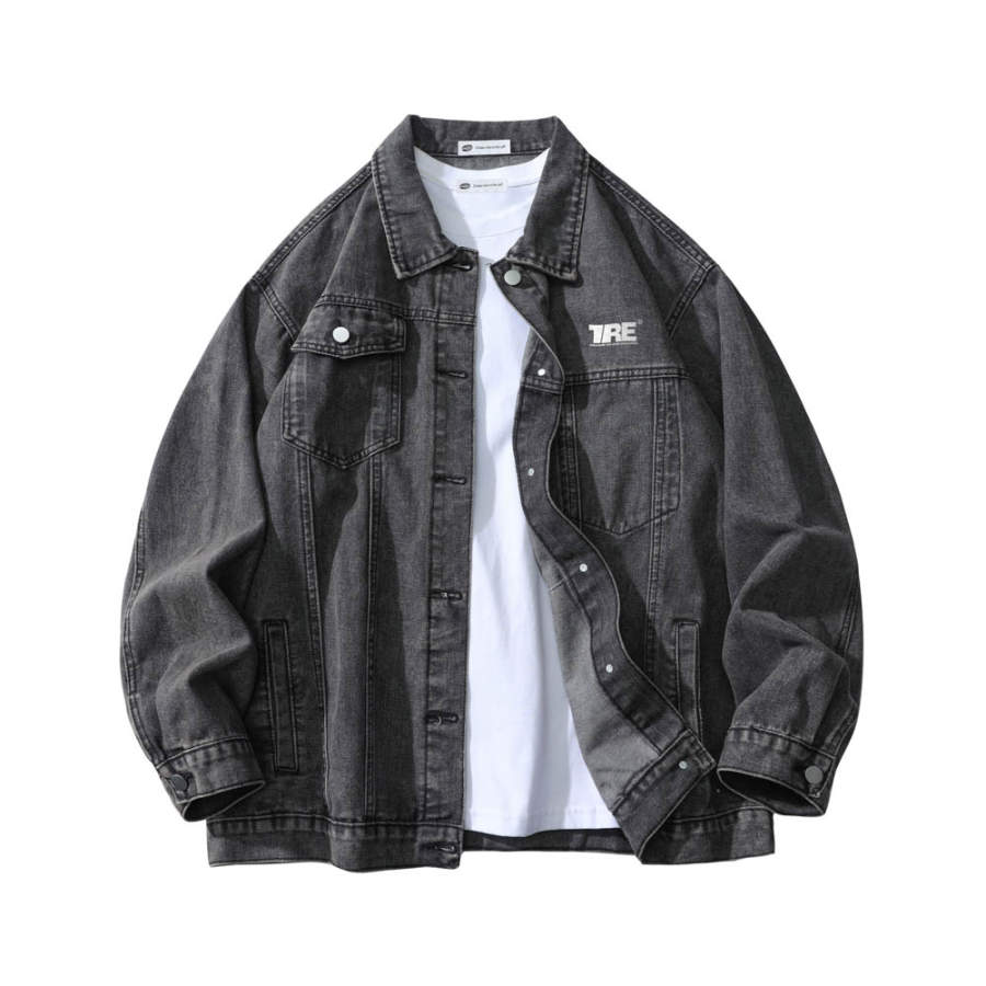 Tre Club Denim Jackets Unisex Lapel Moderate Straight Fit
