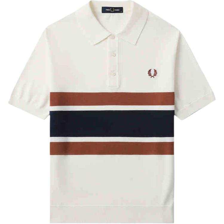 FRED PERRY Fred Perry panelled knitted polo shirt