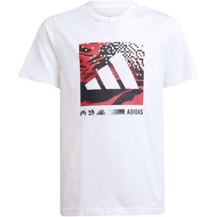 Adidas Adidas Logo Printed Pattern Short Sleeved T Shirt White Children Aged 3 7 Years Old