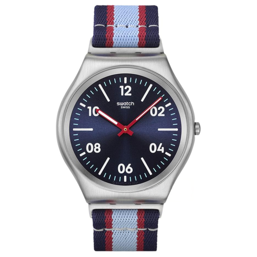 SWATCH ESSENTIALS Quartz Movement 30m Waterproof Unisex Watch 42*45.6mm Blue Dial Stainless Steel Case