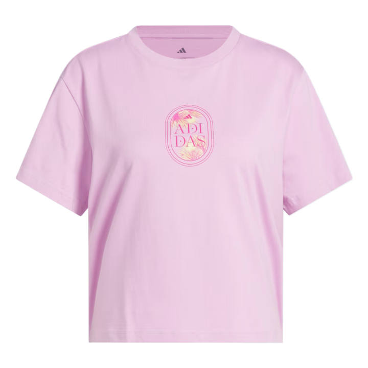 Adidas Adidas Free Shipping With AdiClub Jet Set Palms Graphic Crop Tee