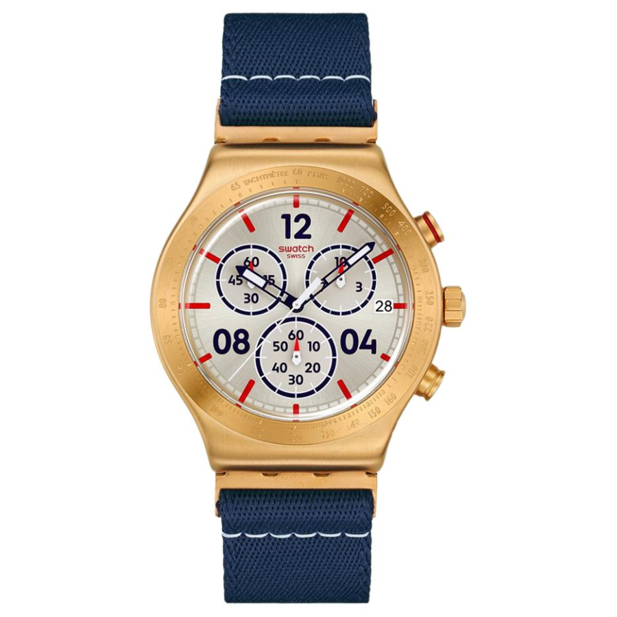 SWATCH ESSENTIALS Quartz Movement 30m Waterproof Unisex Watch 49mm Silver Dial Stainless Steel Case