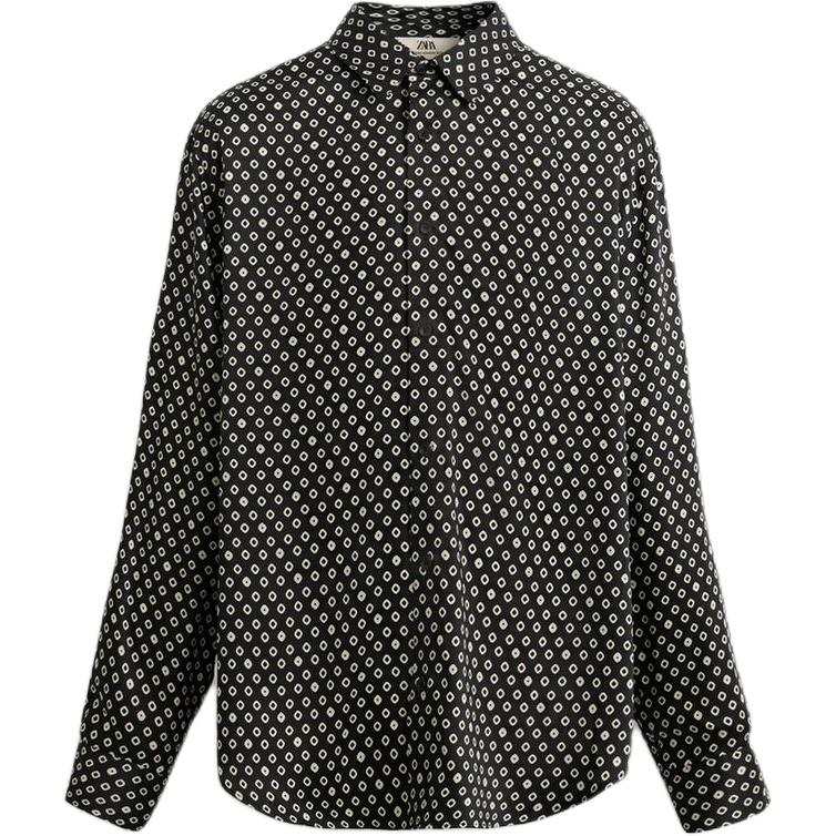 ZARA Shirts Men's Black Lapel Moderate