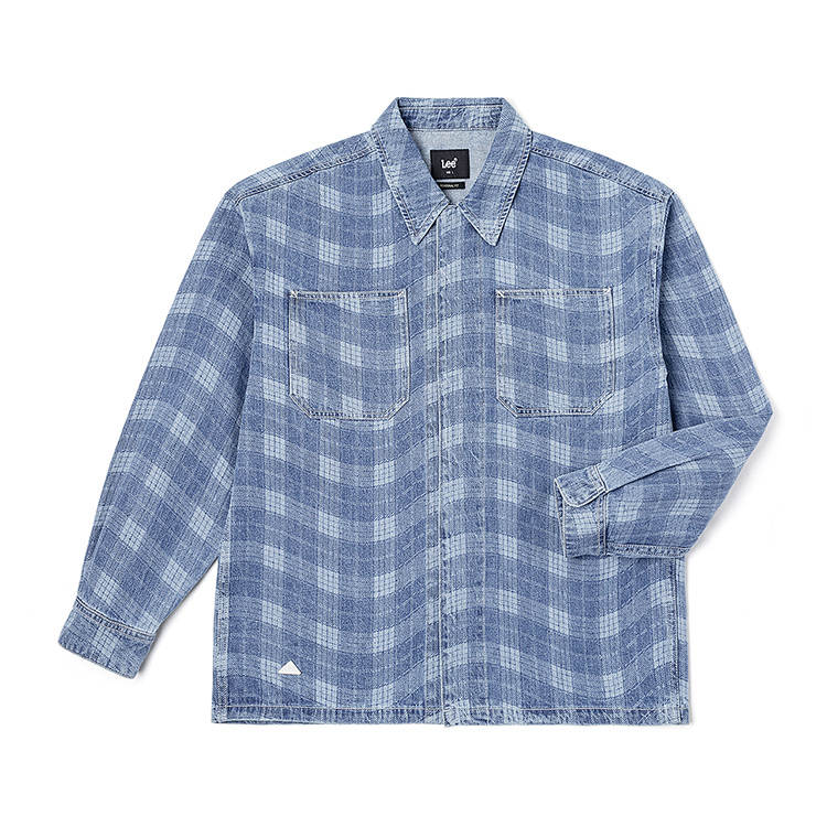 Lee Lee Shirts Men's Medium Blue Lapel Moderate Denim