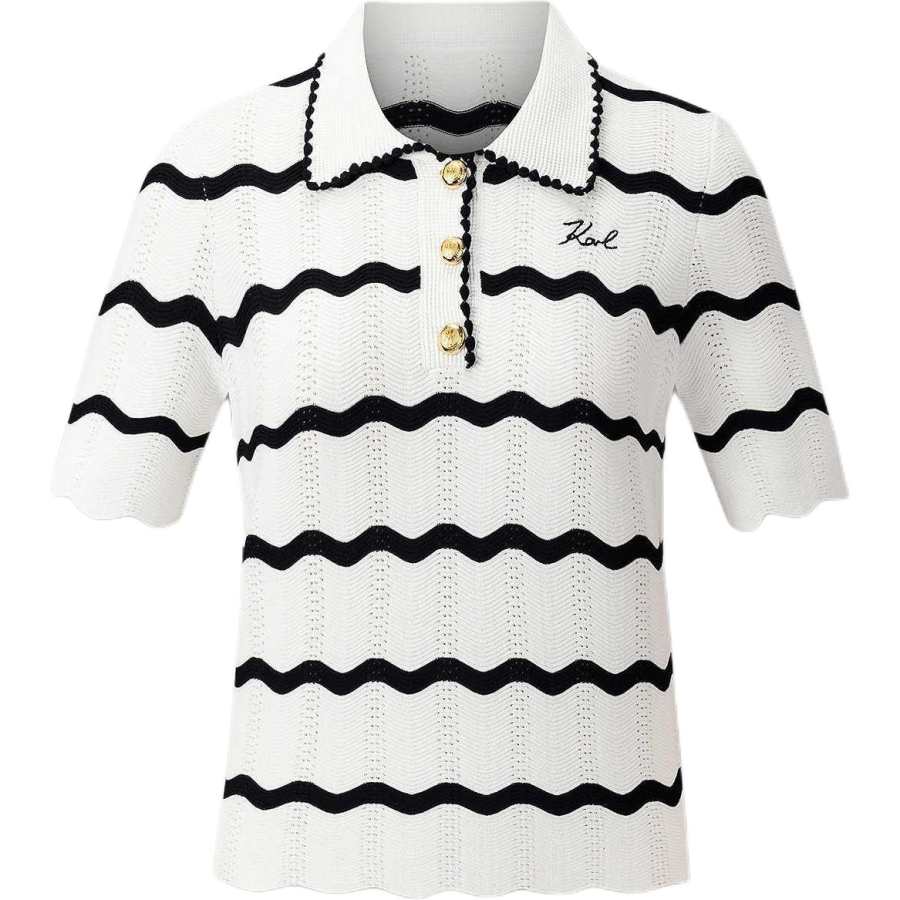 KARL LAGERFELD / Karl Lagerfeld Jeans Polo Shirt Women's Black White
