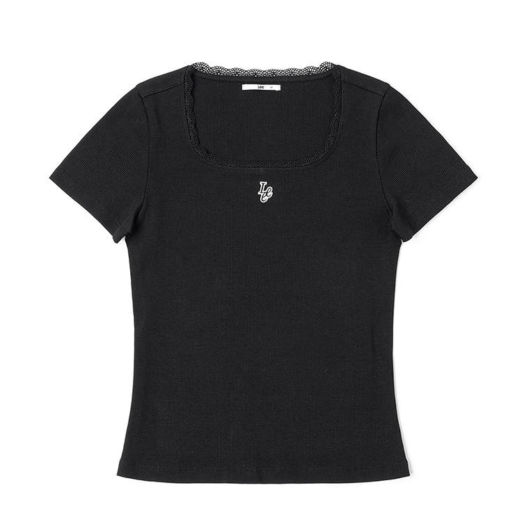 Lee Lee T Shirts Women's Black Square Collar Moderate