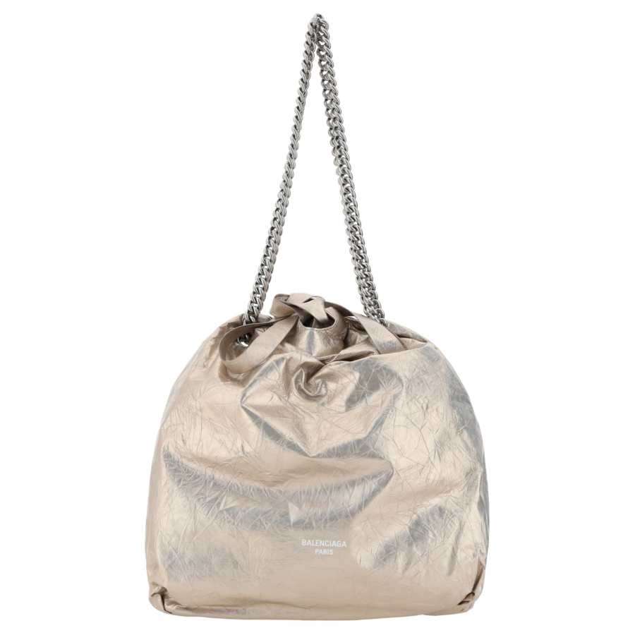 Balenciaga Crush Calfskin Bucket Bag, Handbag, Shoulder Bag Women's Beige