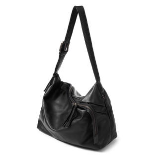 YADAMUI PU Leather Angled Narrative Crossbody Bags Regular Unisex Black