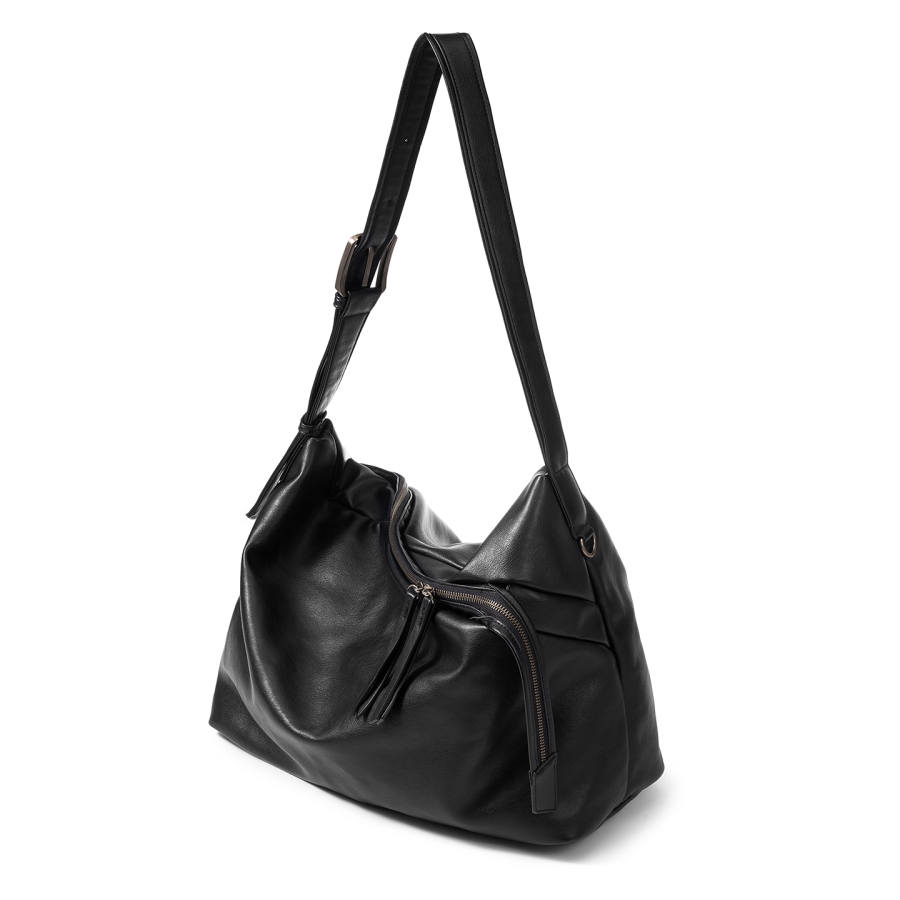 YADAMUI PU Leather Angled Narrative Crossbody Bags Regular Unisex Black