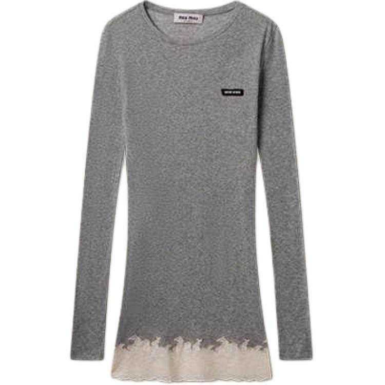 MIU MIU SS25 Long Sleeved Dress Women's Gray
