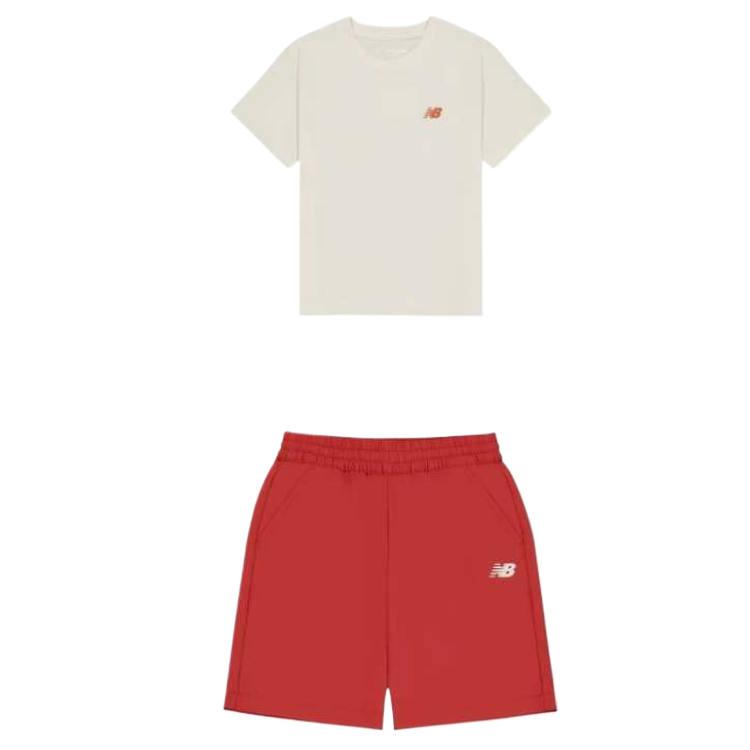 New Balance New Balance Casual Sportswear 2 Piece Set Beige Red Children Aged 3 7 Years Old