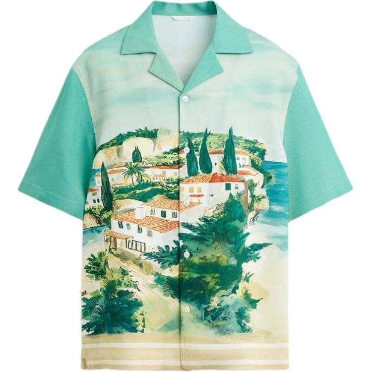 ZARA Shirts Men's Green Lapel Moderate
