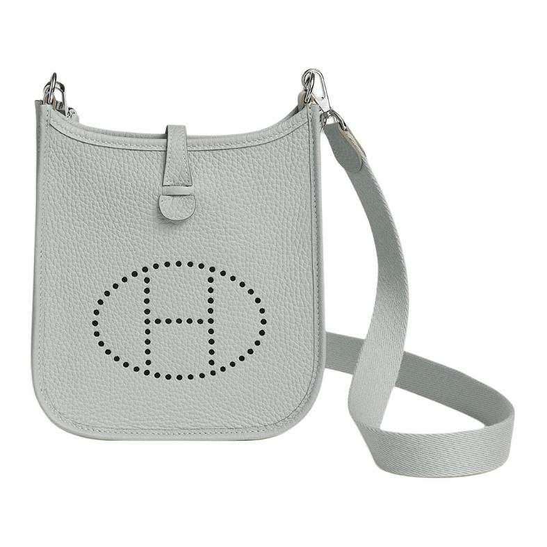 HERMES Evelyne Clemence Bullock Leather Crossbody Bag, Shoulder Bag 16 Women's N4 Gris Platine Platinum Gray