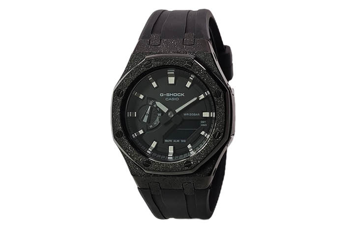 CASIO CASIO Custom Collection Quartz Movement Fluoroelastomer Strap Watch Men's Watches Black Dial
