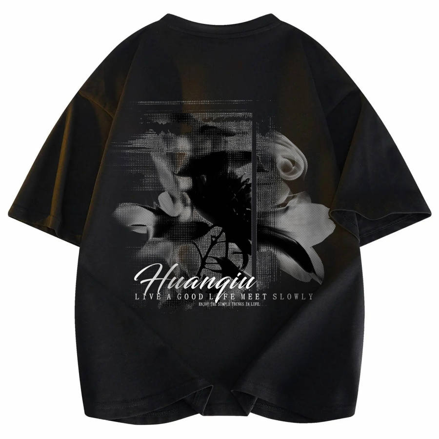 HUANQIU T Shirts Unisex Crew Neck Moderate Heavyweight