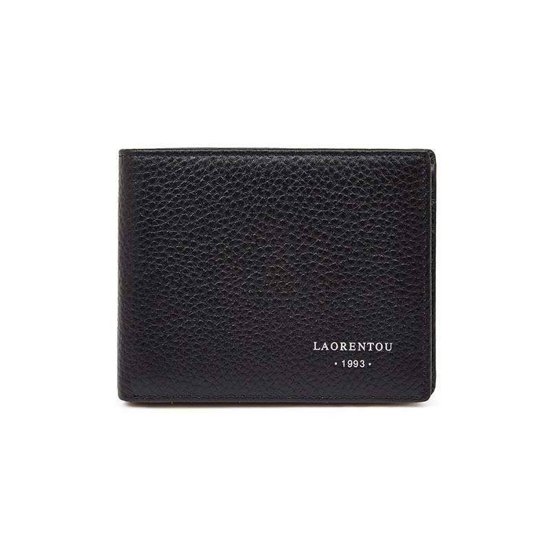 LAORENTOU Top Grain Cow Leather Wallet Men's Black/Blue