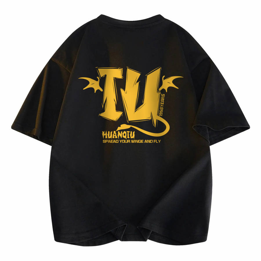 HUANQIU T Shirts Unisex Crew Neck Moderate Heavyweight