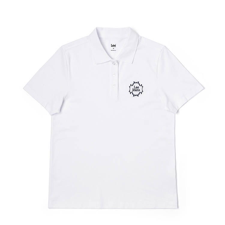 Lee Polo Shirts Women's White Polo Collar Moderate Straight Fit